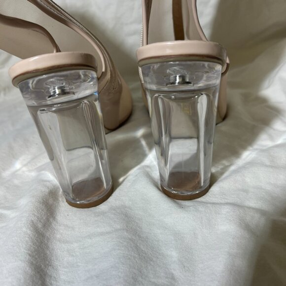 Public Desire Nude Clear Ankle Boot Block Heels Open Toe - Picture 4 of 11